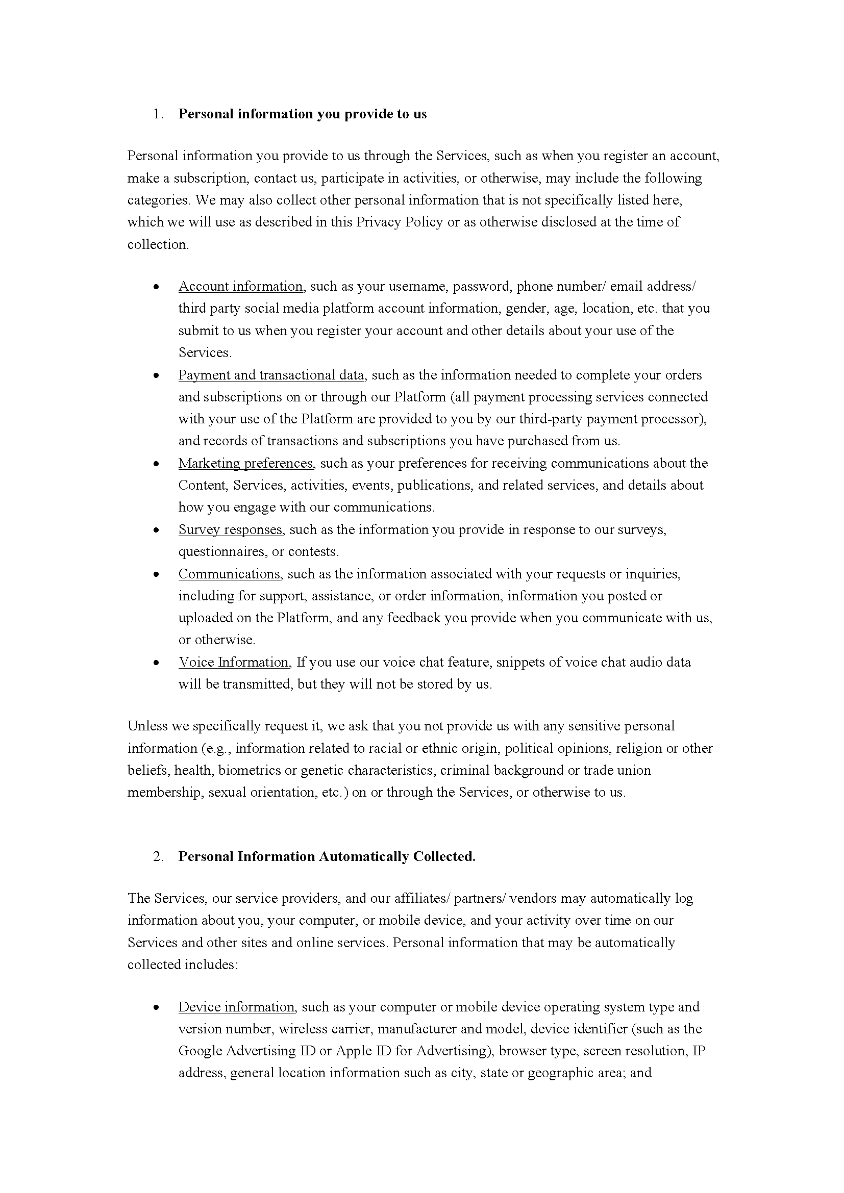 Privacy Policy Page 2